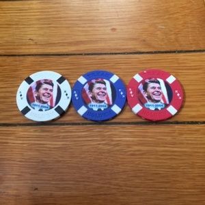 Vintage Poker Chip Set Commerative Poker Chips Collectors Item